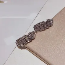 XF медное кольцо с цирконами Змея серьги с животными женские свадебные хрустальные циркониевые животные 925 Серебряные Пусеты ювелирные изделия