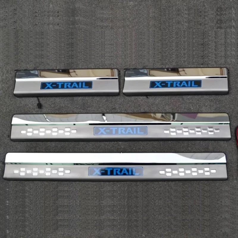  High quality stainless steel LED light door sill Scuff Plate Welcome Pedal 4pcs For Rogue X-Trail t - 32736015640