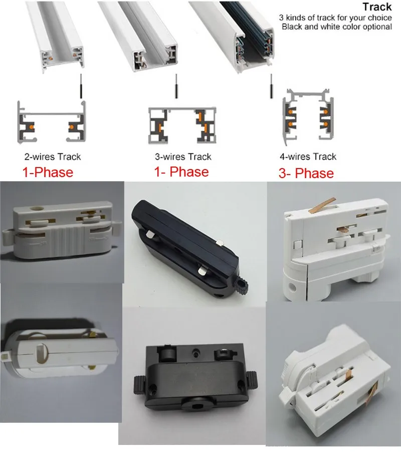 2 провода, 3 провода, 4 провода, 3 фазы, светодиодный рельс, светильник для рельсов, универсальный рельс, 1 м, I, L, T, крестовый разъем