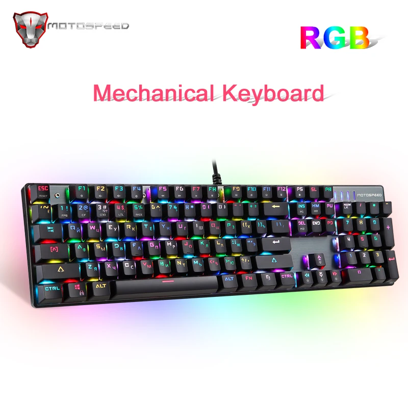 

Motospeed CK104 Gaming Mechanical Keyboard Russian English Red Blue Switch Metal Wired RGB Backlit Anti-Ghosting for gamer