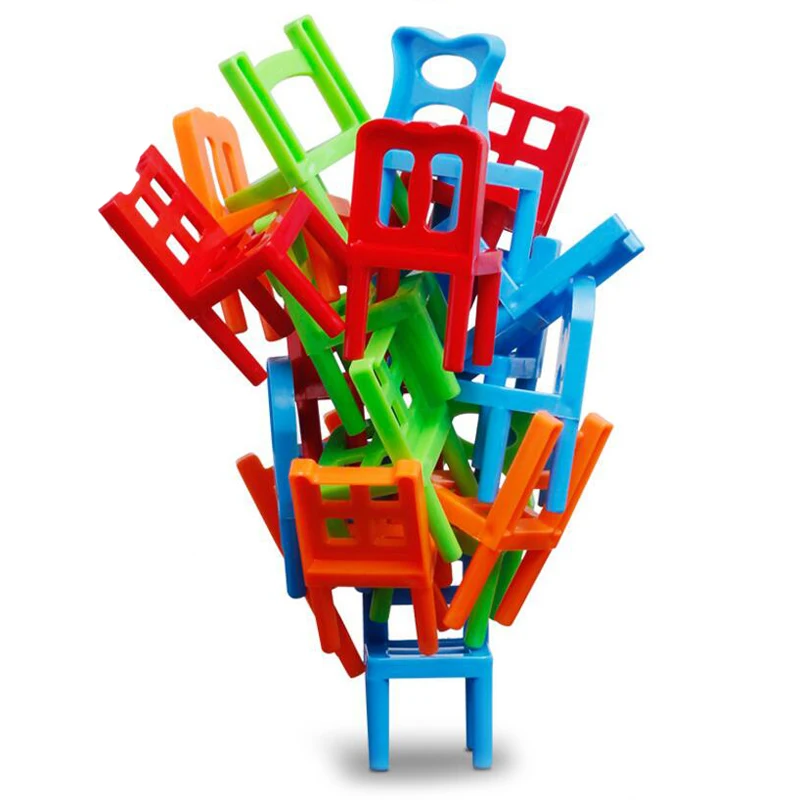 

18Pcs/Lot Chair Shape Blocks Plastic Balance Stacking Chairs Block Toy Desk Educational Play Game Balancing Traning Toys