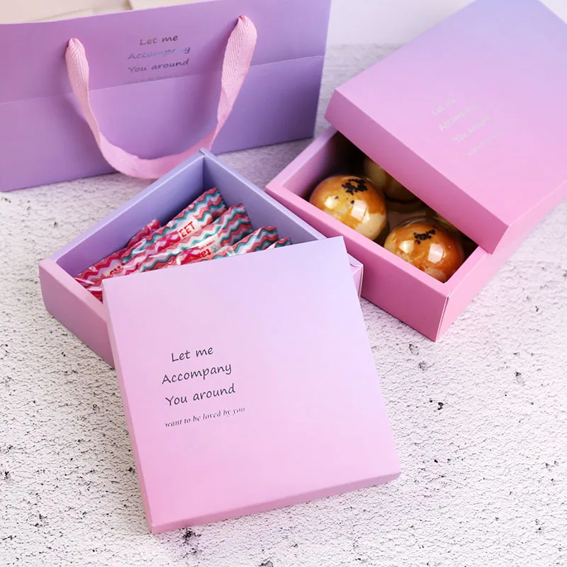 

1pc Packaging Gift Boxes Gradient Color 63g Yolk Crisp Packaging Xuemei Niang Nougat Birthday Party Cake Box Candy Box Wholesale