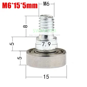 

10pcs M6*15*5mm m6 outer thread screw bearing pulley, screw bearing rolling wheel