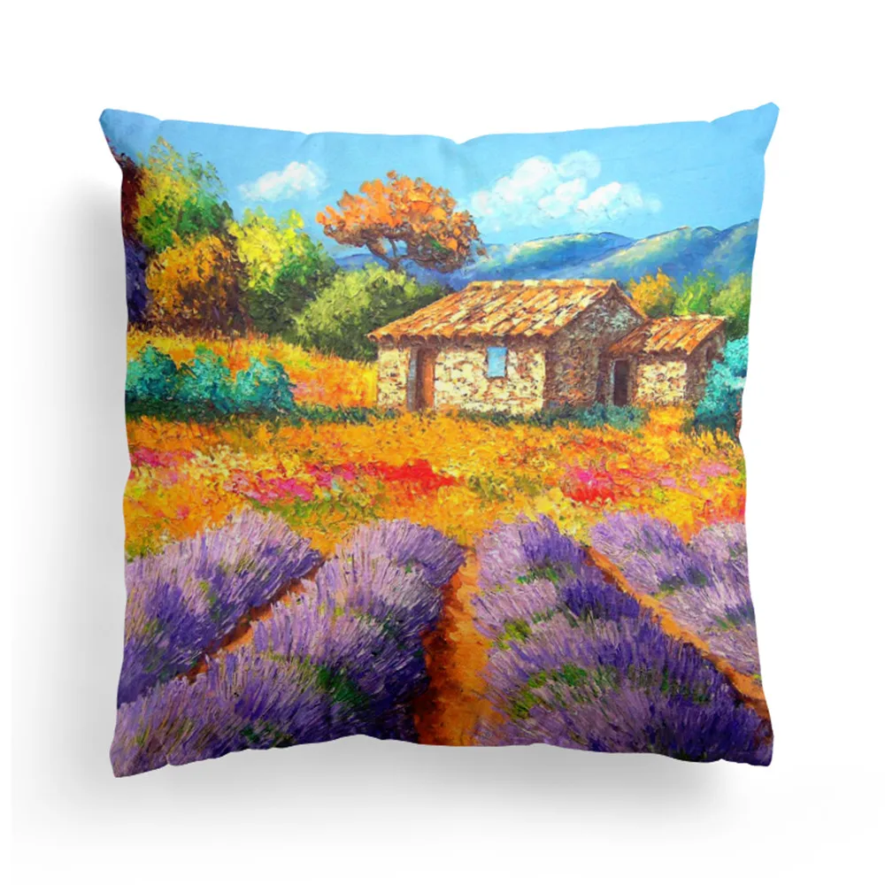 

BZ117 Modern Oil Painting Style Pillowcase Sofa Car Pillow Cover Machine Washable Home Textile 45cm*45cm/18"x18" Inch