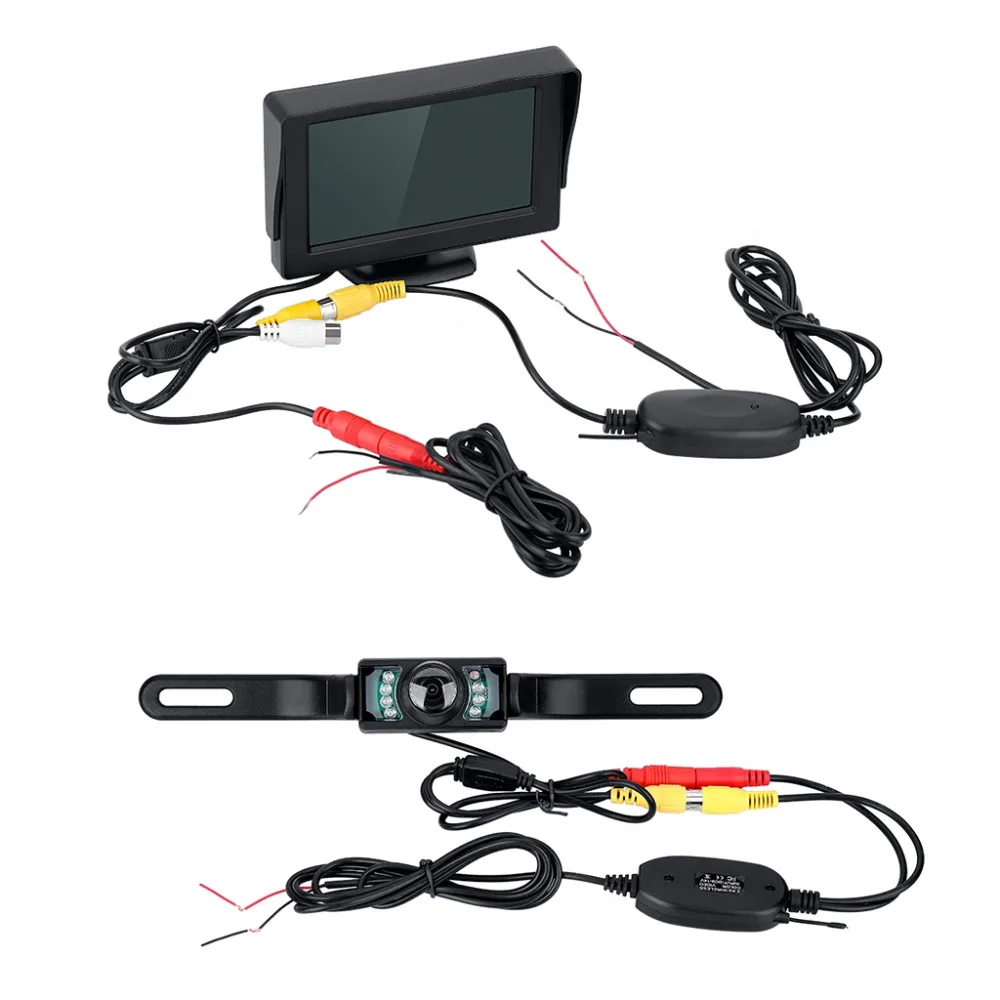 WD-403SY Car Wireless Backup Camera 4.3 inch Monitor 12V LCD Display Night Vision Waterproof Support Car Camera, DVD, VCD, STB