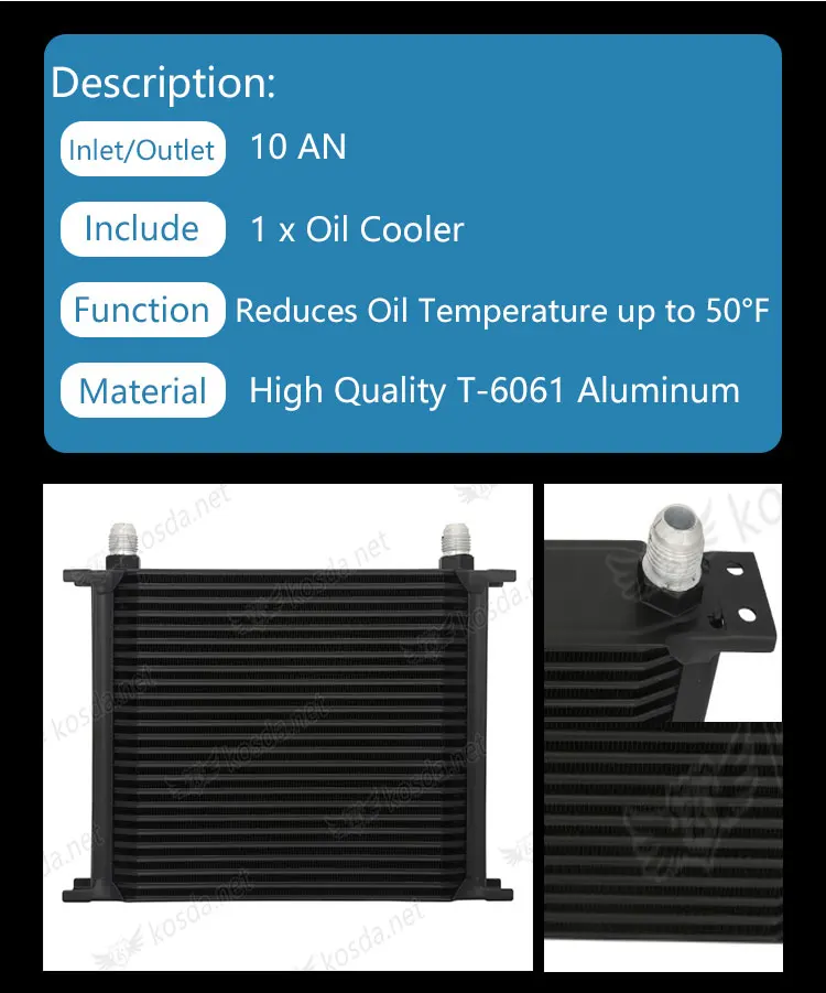 Алюминиевый Британский 25 рядный масляный охладитель AN-10AN универсальный двигатель серебристого черного цвета