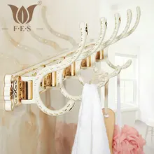 Antique Brass Brushed White Painted Clothes Hook Bathroom Hardwares Accessories Robe Hooks Wall Mounted 5Pcs Hooks
