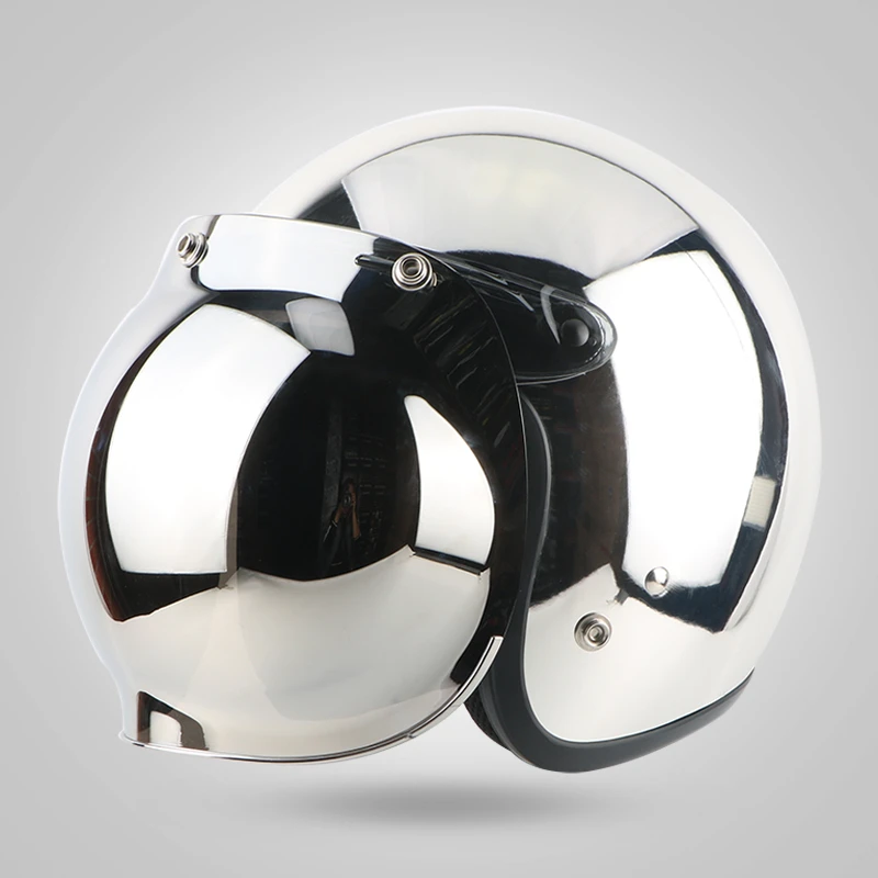 Nouvelle marque moto miroir argent casque chrome casco capacete moto rcycle  casque 3/4 visage ouvert vintage moto cross casques S ~ XXL | AliExpress