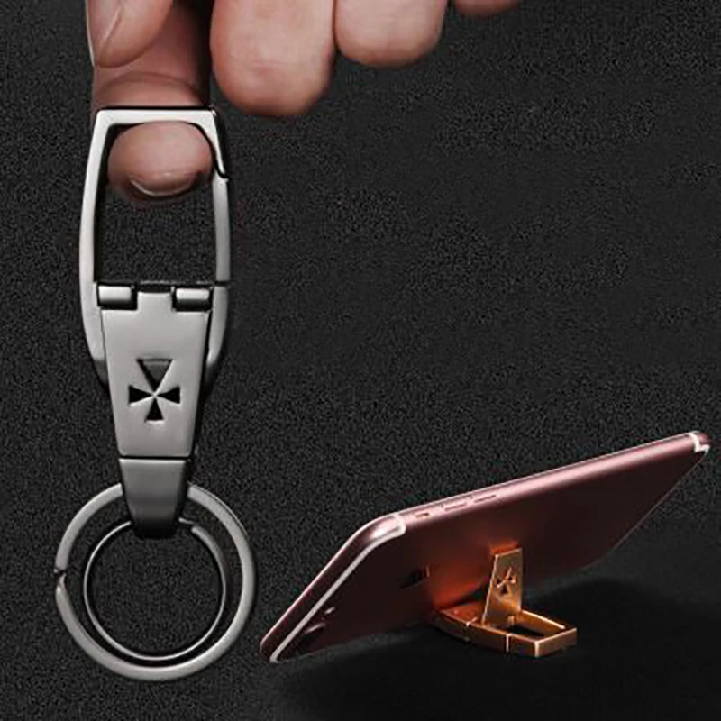 

Car Accessories Keychain Creative Multifunction Phone Holder Metal Waist Keychain Simple Gift Key Pendant