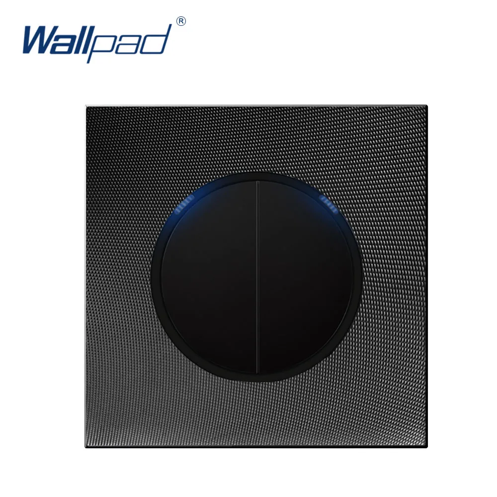 

2 Gang 2 Way EU Standard Wallpad Random Click Push Button Wall Light Switch With LED Indicator Aluminum Metal Panel