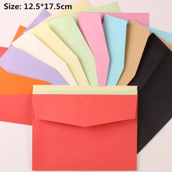 

100pcs/lot-12.5*17.5cm Vintage multicolor 10 colors Colorful Envelope Business Wedding Party Invitation Card Paper Envelopes