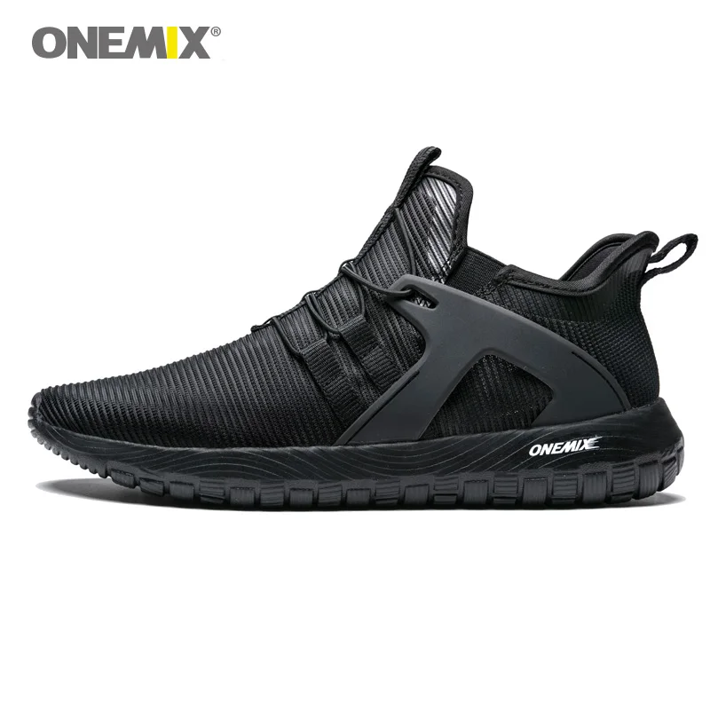 Мужские и женские кроссовки Onemix черные сетчатые дышащие для бега уличные