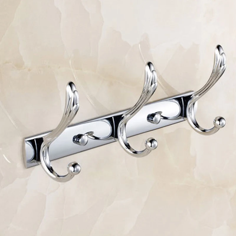 

SmileMonkey Creative stainless steel clothes robe hooks door bathroom wall hanging hook bath towel clothes hat double row hook