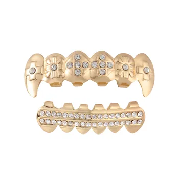 

Hip hop Teeth 1 Set Gold Plated Hip Hop Teeth Grillz Top And Bottom Grill Teeth Grills Fashion Braces Dental Teeth #35
