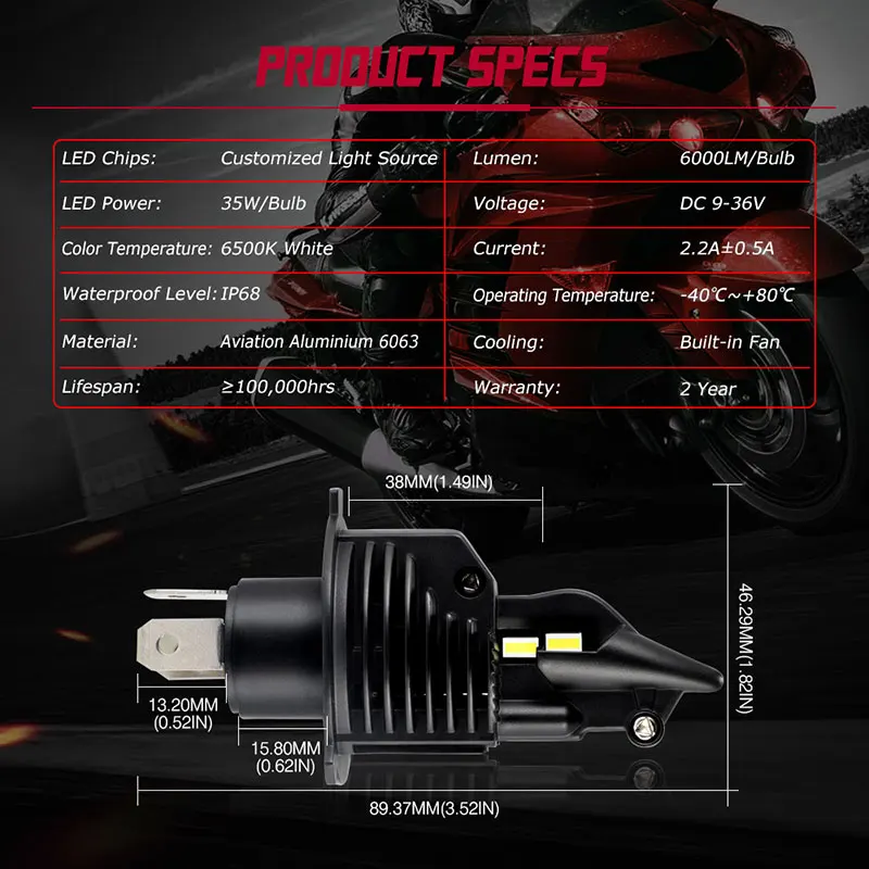 NOVSIGHT светодиодный H4 Фары для мотоцикла Hi/Lo Автомобильные фары 35 Вт 6000лм 6500 к Мотоцикл мопед скутер Наружное освещение автомобильные лампы