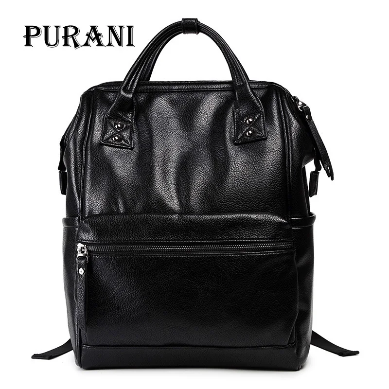 

PURANI Men Leather Backpacks for Teenager High Quality Waterproof 15.6 inch Laptop Backpack Men Fashion Daypacks Mochila Male
