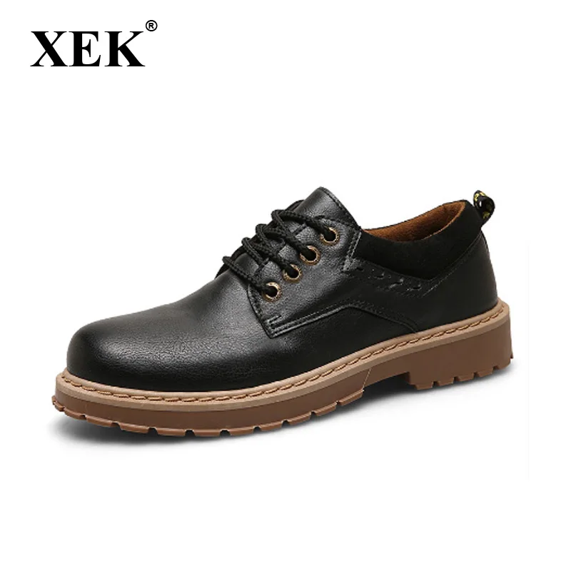 

XEK Breathable Tooling Casual Shoes Mens Non-Slip Soles Lace-Up Shoes New British Hard-Wearing Male Shoes Big Size GSS45
