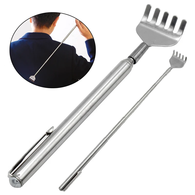 Portable Compact Telescopic Claw Stainless Steel Massager Back Scratcher 18-53cm Adjustable Back Scratching Massage Hand Claw