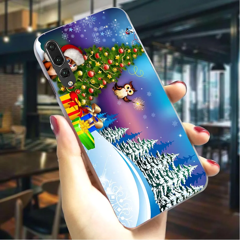 

New Year Christmas Hard Cover for Huawei P8 Lite 2015 Phone Case for P9 mini P10 P20 Pro P Smart 2018 Mate 10 pro 20 lite 2019