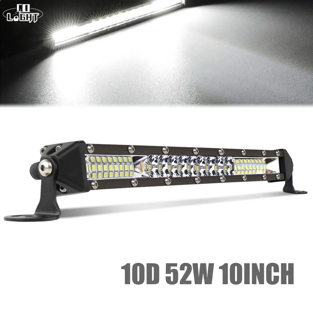 Goede CO LICHT 10 inch 10D Auto LED Werklampen 52 w Offroad Led Bar Spot Flood voor Vrachtwagens Jeep ATV 4x4 12 v 24 v Auto Rijden Lamp