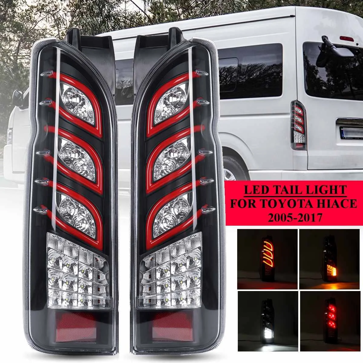 

Car Led Pair Rear Tail Brake Light Lamps Turn Signal FOR TOYOTA HIACE 2005-2017 Rear Driving Reverse Drl Light Accessories