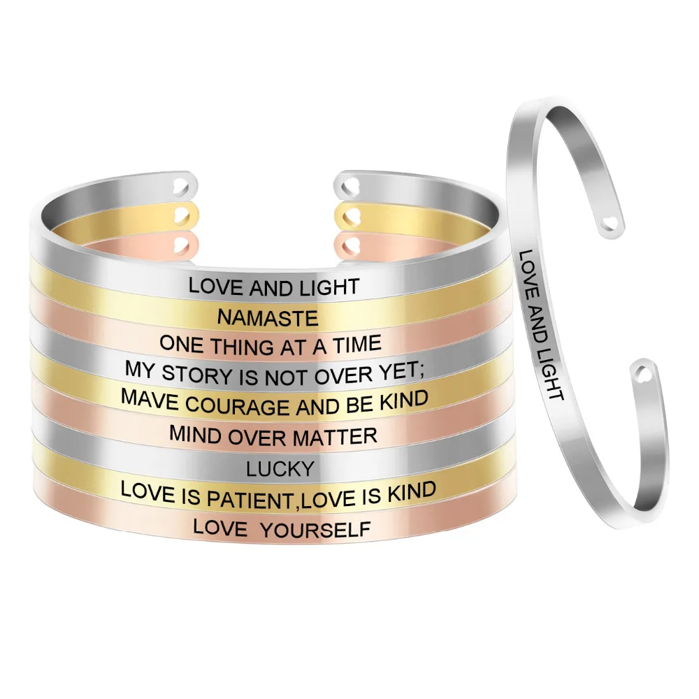 

Customized Engraved Letters Bangles Couple Bracelets C-type European and American Trend lucky stainless steel bangle SL-055