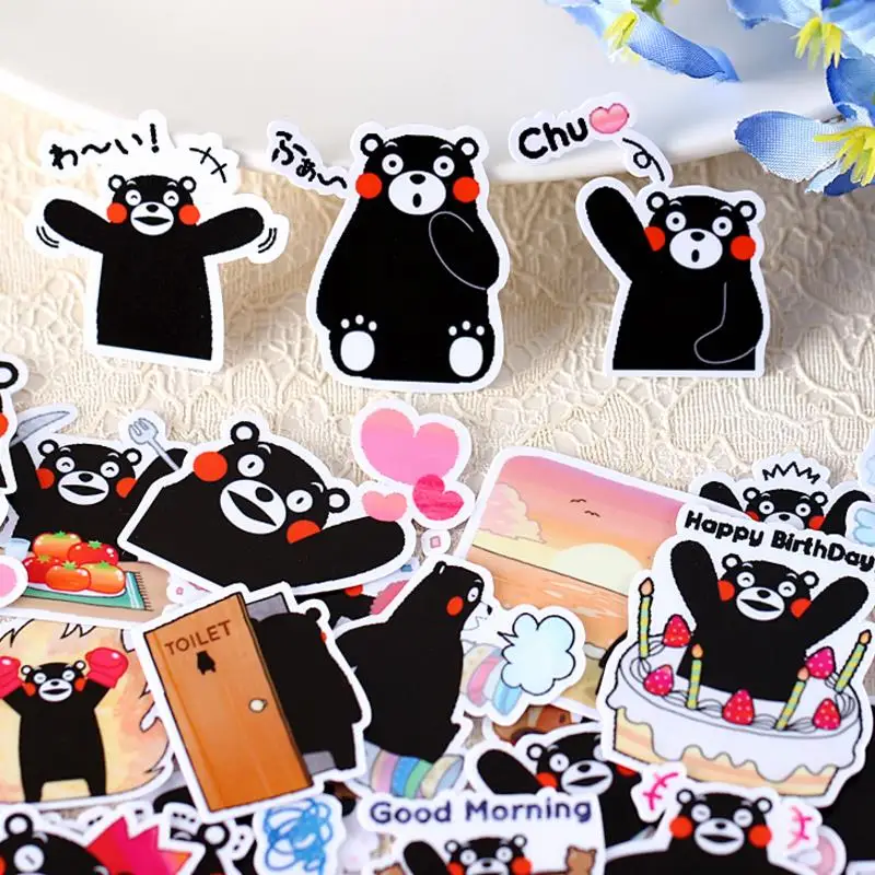 

40pcs/pack lovely Japan Cartoon Mascot Kumamon Bear Stickers Scrapbooking Stick Label Diary Album Stickers Classic Toy gift