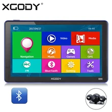 XGODY 886, 7 дюймов, 256 м+ 8 г, Bluetooth, AV-IN, для автомобиля, грузовика, gps навигация, ёмкостный экран, FM навигатор, камера заднего вида, Карта Европы