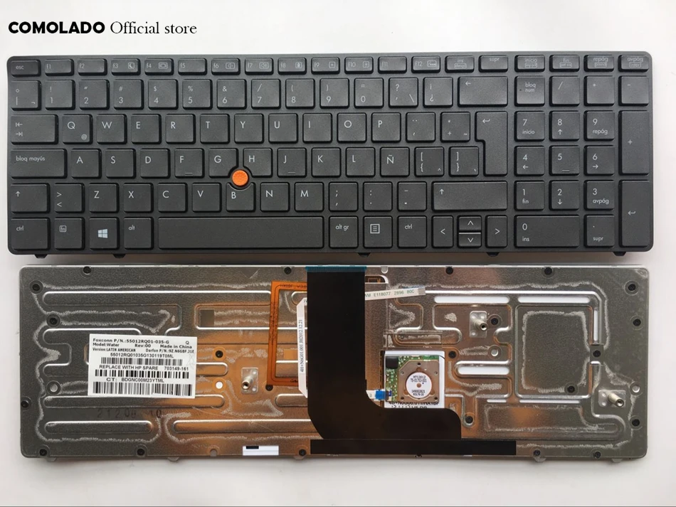 

LA latin keyboard for HP 8560w 8570w series with frame with backlit and point stick keyboard LA Layout