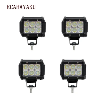 

ECAHAYAKU 4pcs 4 Inch LED 18W Work Light Bar 24v 12V IP67 SPOT FLOOD for 4x4 4WD OFF ROAD ATV TRUCK BOAT UTV fog driving light