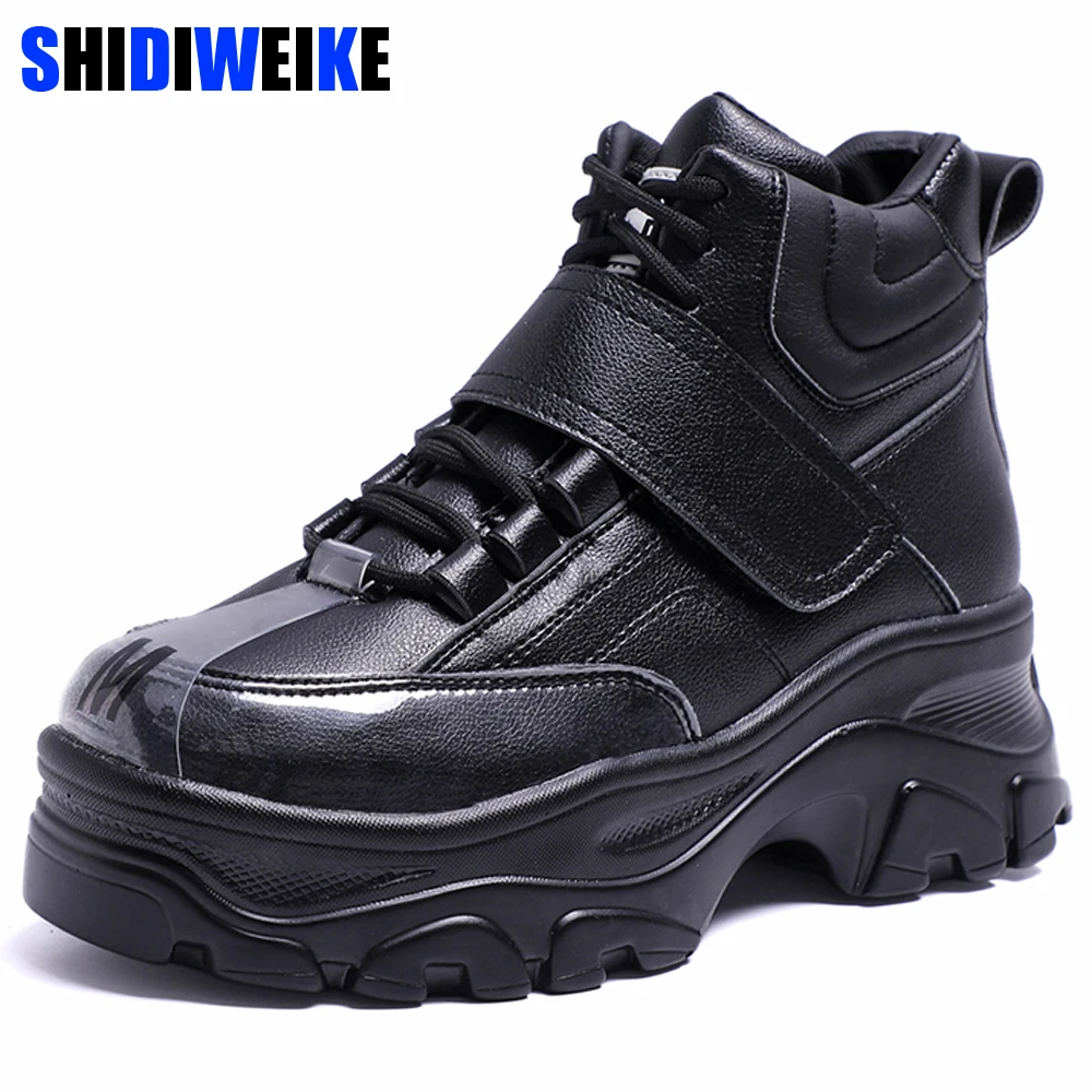

Platform Shoes Woman Ankle Boots Height Increasing Platform Boots Thick Sole Hook & Loop Women Big Size Waterproof Boot n507