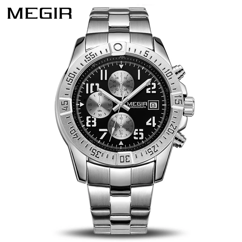 Preise MEGIR Business Männer Uhr Luxus Marke Edelstahl Armbanduhr Chronograph Army Military Quarz Uhren Relogio Masculino