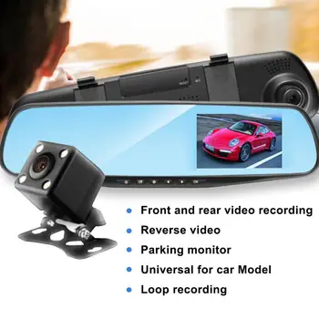 

4.3inch 1080P Dual Lens Car Rear View Camera DVR Mirror Dash Cam Recorder Kit 4.3inch
