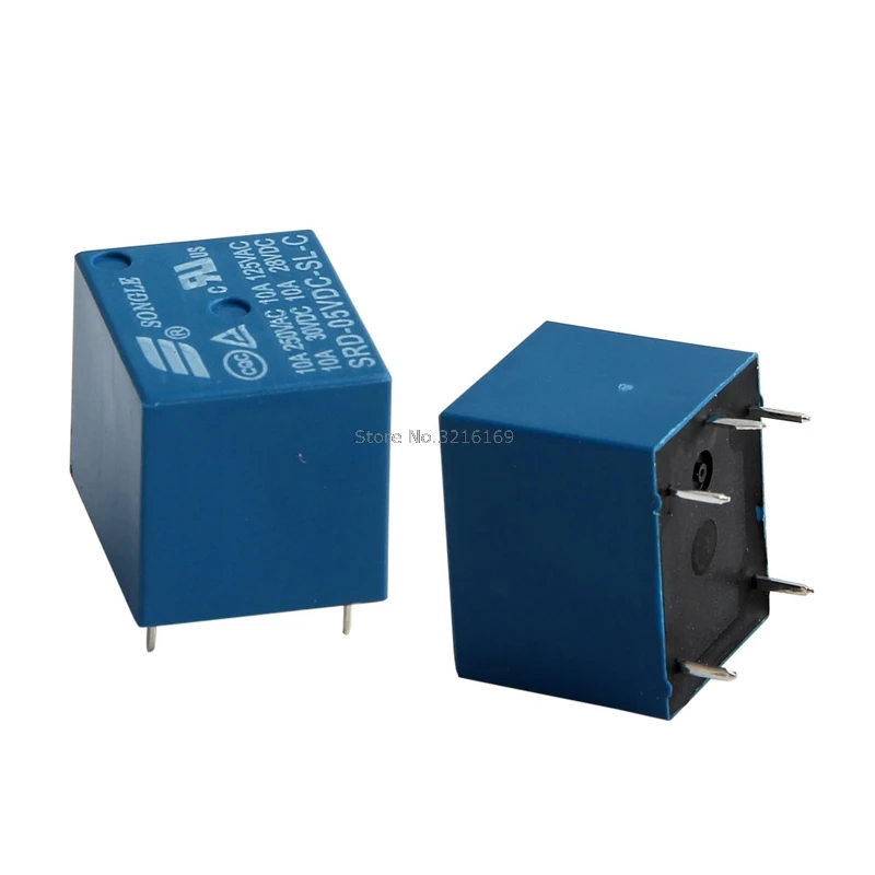

For 5Pcs 5 Pins Relay DC12V 10A High Current Coil Power PCB SRD-12VDC-SL-C Promotion
