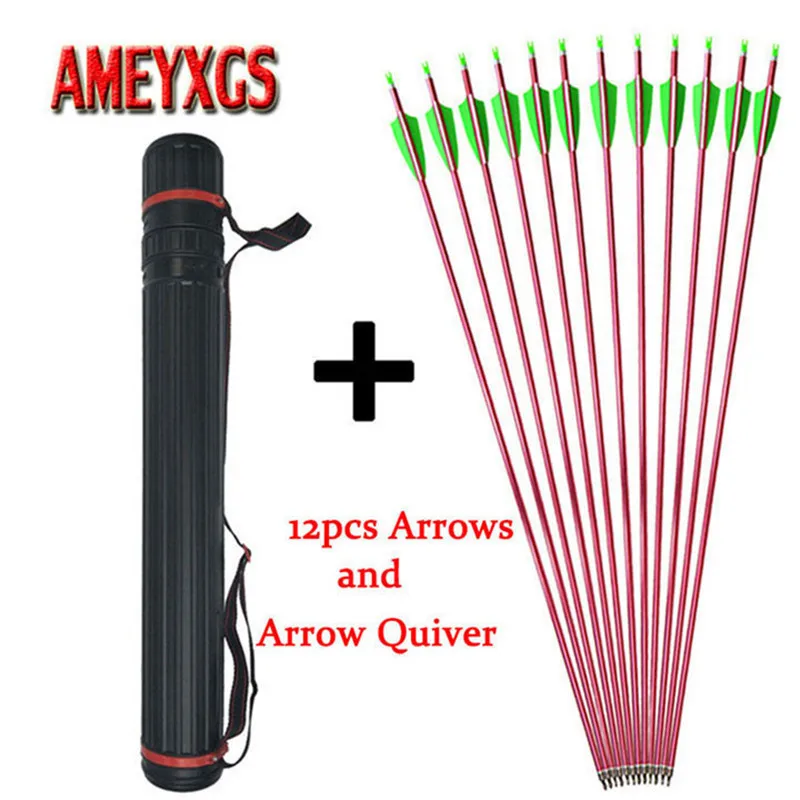 

12pcs 31.5" Spine 500 Archery Aluminum Arrow And Adjustable Arrows Quiver 100grain Arrowhead For Hunting Shooting Accessories