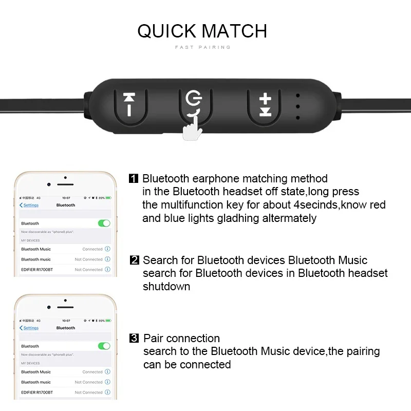 Спортивные Bluetooth наушники Audifonos Bluetooth 4,1, беспроводные металлические наушники, супер бас наушники для Xiaomi, магнитные наушники