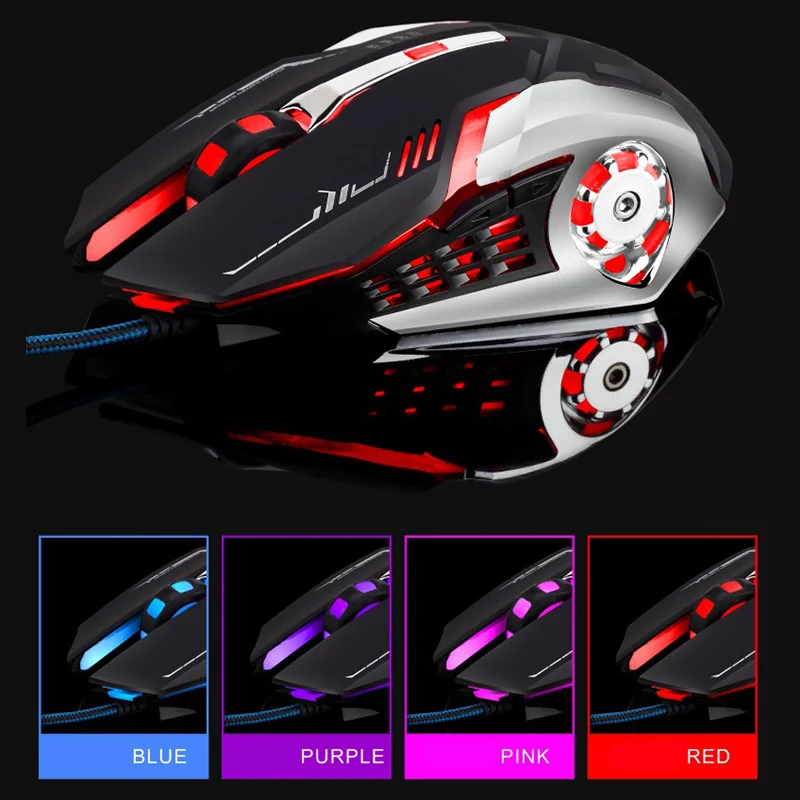Wired Gaming Mouse Quiet 4800DPI DPI four speed Adjustment Ergonomic