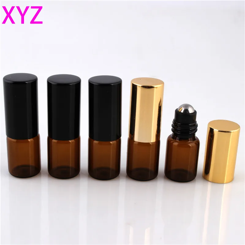 2ML5pcs модный шар из нержавеющей стали портативная бутылка для эфирного масла Толстая Янтарная пустая стеклянная бутылка флакон для духов бутылка для образцов