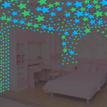 100pcs Fluorescent Glow in the Dark Stars Wall Stickers for Kids Rooms Decoration Livingroom Baby Bedroom Ceiling Home Decor