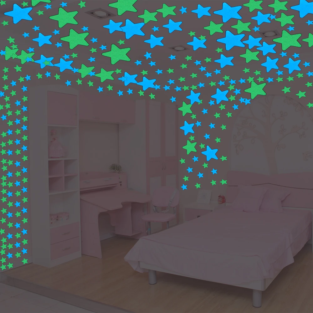 Pegatinas Fluorescentes Que Brillan En La Oscuridad Para Pared De Estrellas Para Niños Decoración De Habitaciones Sala De Estar Dormitorio De Bebé Decoración Del Techo Del Hogar 100 Uds Glow In Dark Stars Glow