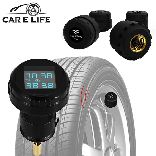 TPMS Car Tyre Pressure Monitor System+4 External Sensor Cigarette