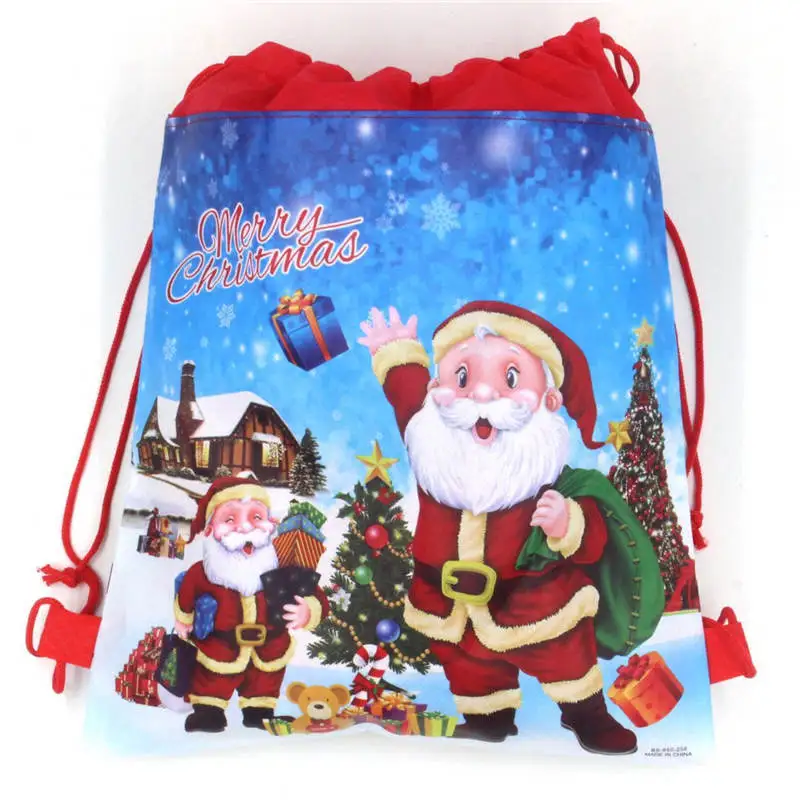 Санта Клаус, сумки на шнурке, Детские сувениры, рюкзак из нетканого материала, на день рождения, для мероприятий и вечерние принадлежности, для путешествий, для хранения, посылка, 1 шт - Цвет: Bag1