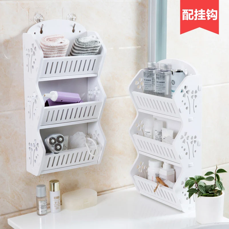 

Free perforated wall Storage rack bathroom multi-storey shelves bathroom table floor racks wash racks