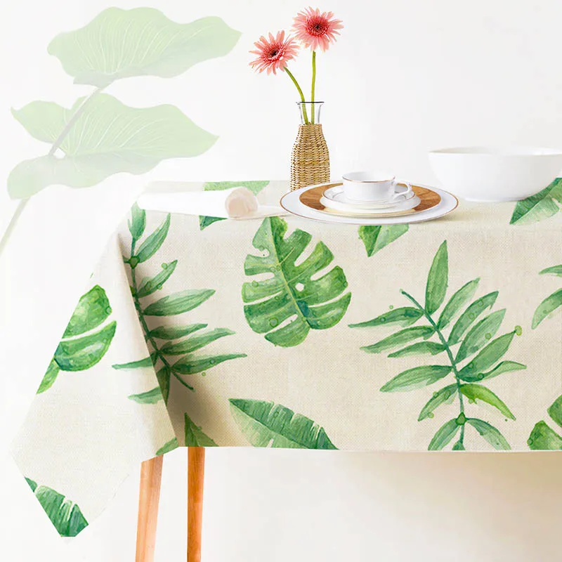 Тропические Зеленые растения напечатанные скатерти хлопок льняная ткань пасторальный стиль домашний обеденный стол покрытие для декора кухни комнаты - Цвет: 7