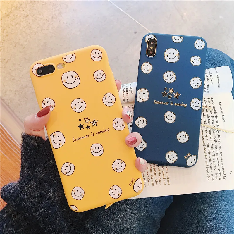 Cute Cartoon Star Smiley Face Phone Case For iPhone XS Max XR X 7 7plus 8 8plus 6/6S Plus Soft Tpu Back Cover Cases |
