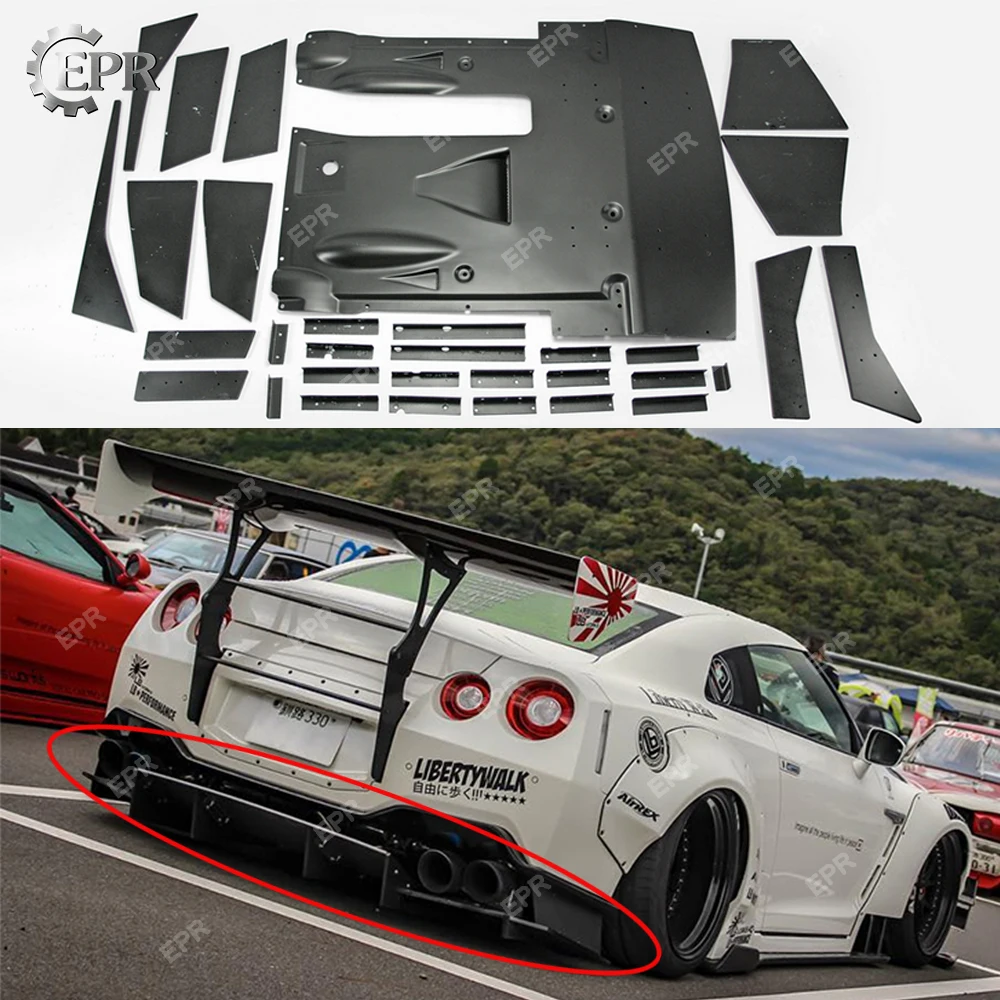 

For Nissan GTR R35 CBA DBA LBV2 Style FRP Glass Fiber Rear Diffuser Set Body Kit Car Tuning Part For R35 GTR Fiberglass Diffuser