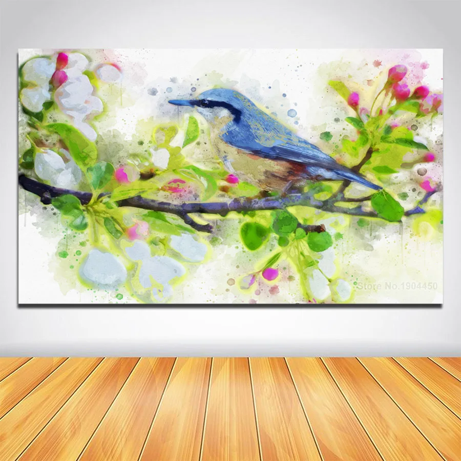 Unframed Canvas Painting Colorful Flower Bird Modular Picture HD Prints