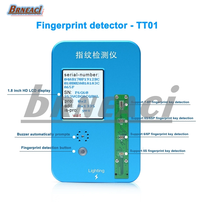 Brneaci JC TT01 Детектор Отпечатков пальцев подходит для iPhone5s 6 6s 6p 6s p 7 7p 8 8p кнопка Home Сенсорное Обнаружение