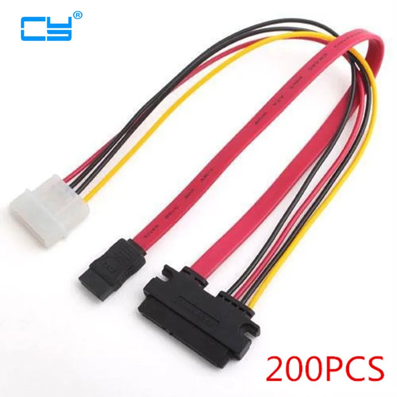 200PCS 6Gb/s SATA3 15pin to SATA 7pin +IDE Molex 4Pin Power / Data