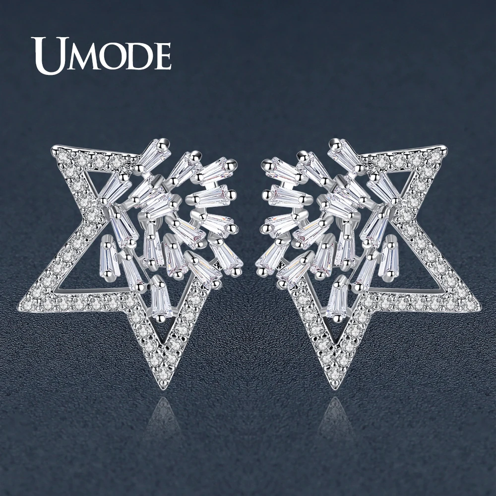 

UMODE Brand Desginer Fashion Cute Austria Rhinestone Stud Earrings for Women Fashion Earrings Star Pendientes Mujer Moda AUE0335